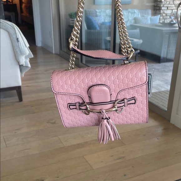 Gucci Pink Crossbody Bag with champagne,gold chain with coa - Picture 9 of 9